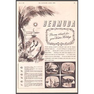 1950 Bermuda Winter Holiday Vacation Travel Vintage Print Ad Sailing Wall Art